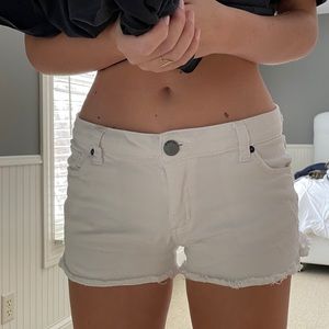 White low rise jean shorts